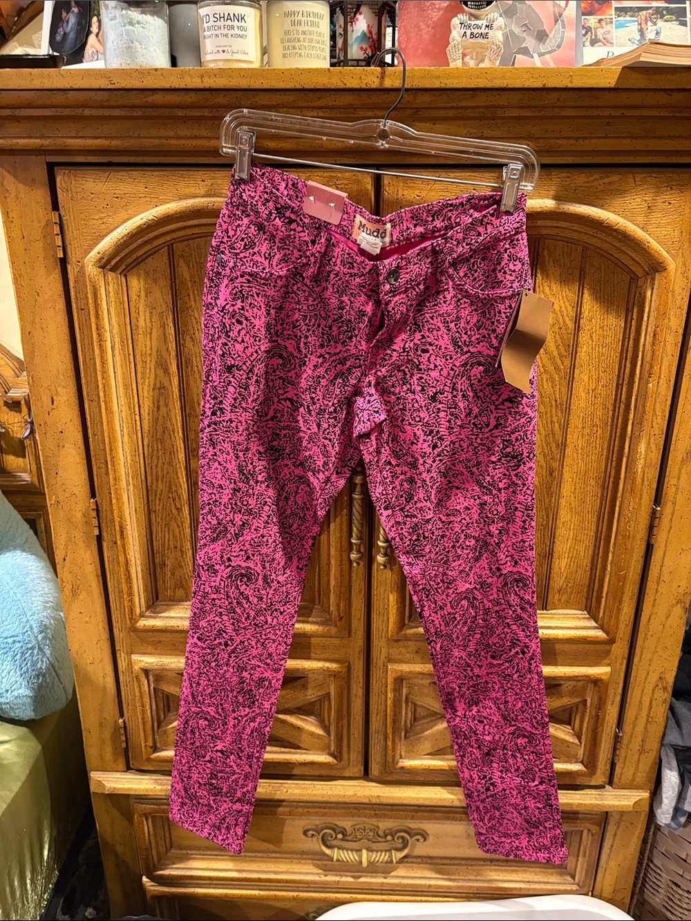 Justice Pink & Black Patterned Skinny Pants